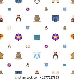 Handmade Icons Pattern Seamless. Included Editable Flat Pottery, Knitting, Handmade, Handmade Jewelry, Floral Design, Macrame, Quilling Icons. Icons For Web And Mobile.