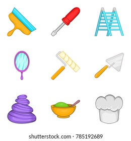 Handmade icons set. Cartoon set of 9 handmade vector icons for web isolated on white background