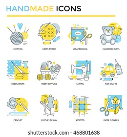 Handmade icons, thin line, flat design