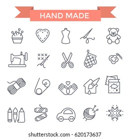 Handmade icons, thin line, flat design