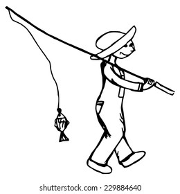 handmade illustration, fisherman