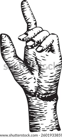 Handmade illustration of a hand reaching out, sketched in ink and vectorized.