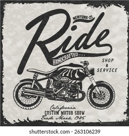 handmade illustration motorcycle for apparel