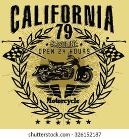 handmade illustration motorcycle for apparel