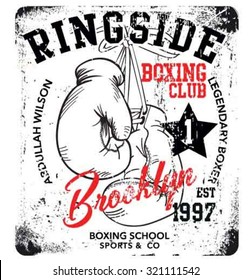 handmade illustration vector sketch athletics boxing gloves logo with wording for apparel