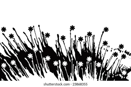 manchas de tinta hechas a mano con flores