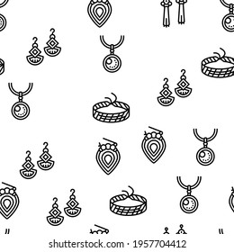 Handmade Jewellery Vector Seamless Pattern Thin Line Illustration