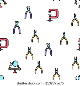 Handmade Jewellery Vector Seamless Pattern Thin Line Illustration