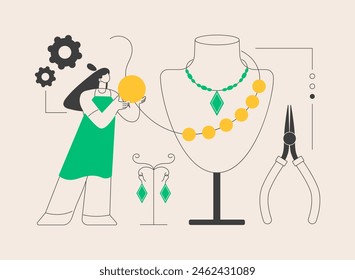Handmade Jewelry abstract concept vector illustration. Self-made jewelry, designer startup, handmade product, book online, handcrafted, buying artisan goods, custom order abstract metaphor.