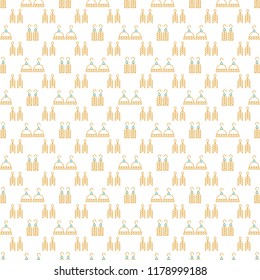Handmade jewelry vector seamless pattern. Lady's gold earrings light background