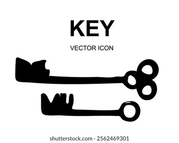 Handmade key icon, keyword symbol, doodle password, unlock sign, minimal keys illustration, access, login sign