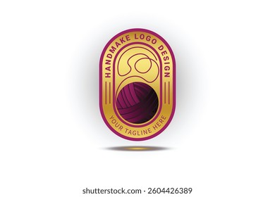Handmade Knitting Craft Logo. Artisanal logo.