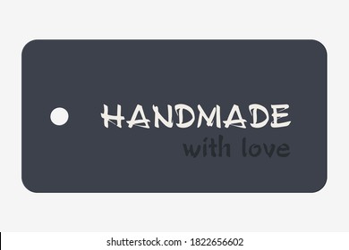 Handmade Label or Emblem with Calligraphy Inscription. Brand or Company Production Tag. Sticker for Handicraft Product