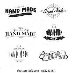 Handmade label lettering set on white background. composition with hand made inscriptions.