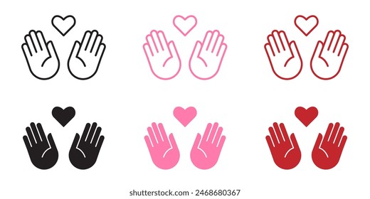 Handmade label vector design for packaging. Hands with heart icon.