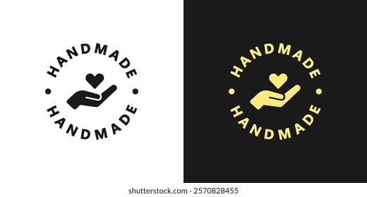 Handmade label vector design for packaging. Handcrafted icon.