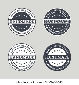 Handmade Labels or Emblems with Calligraphy Inscription. Brand or Company Production Tags. Stickers for Handicraft Products
