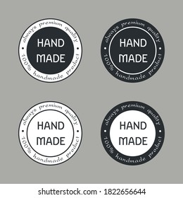 Handmade Labels or Emblems with Calligraphy Inscription. Brand or Company Production Tags. Stickers for Handicraft Products