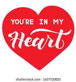 Handmade lettering composition with words you and heart in vector for card, background, print, decoration, post in social media, at home, internet site, post card, greeting card