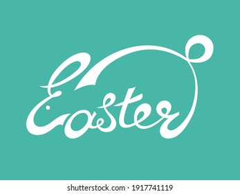 Handmade lettering Easter text as Easter logo, badge, icon of bunny. Drawn resurrection postcard, logotype, postcard, invitation, poster, banner template lettering typography. Season's Greetings
