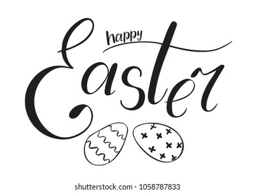 Hand-made lettering Happy Easter can be used as a logo, icon or symbol.