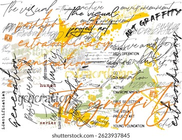 handmade lettering seamless pattern, Seamless hand writing, slogans, fashion print design, letters hand drawing textile texture, Seamless hand writing, graffiti letters seamless pattern.eps8, art Tee