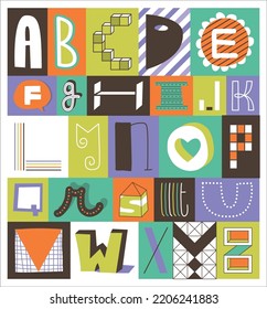 Handmade letters of the alphabet vector typography