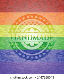 Handmade lgbt colors emblem. Vector Illustration. Mosaic.