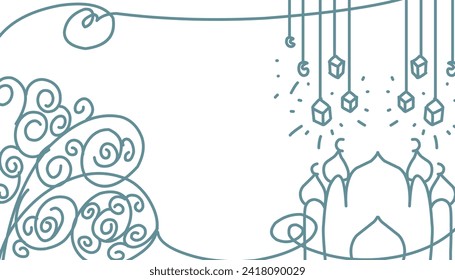 Fondo de arte en línea hecho a mano con el tema de Ramadán y festividades islámicas.