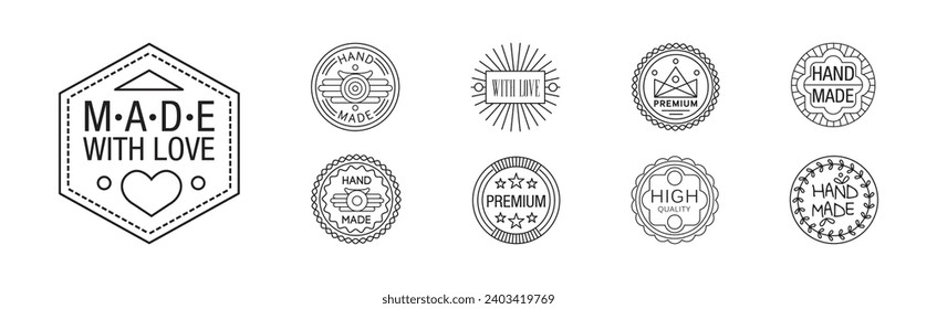 Handmade Line Badge and Labels Elements Vector Set