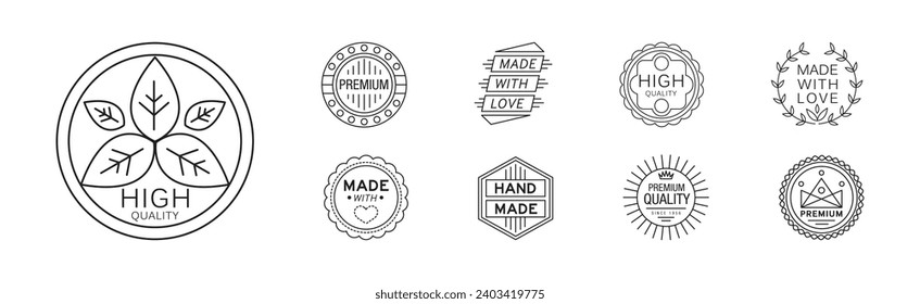 Handmade Line Badge and Labels Elements Vector Set