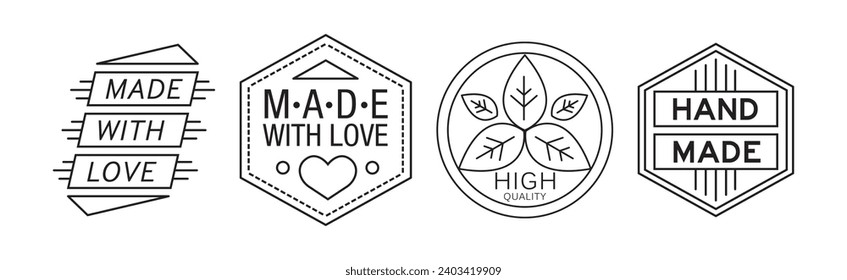 Handmade Line Badge and Labels Elements Vector Set