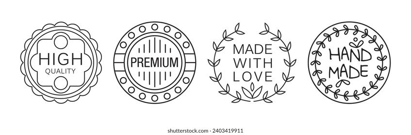 Handmade Line Badge and Labels Elements Vector Set