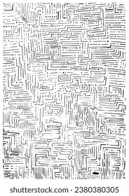 Handmade lines and dots. Vertical abstract art