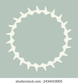 Handmade linocut organic vector wreath in whimsical scandi style. Folkart natural woodland frame with woodcut effect for digital monochrome artwork. 