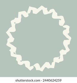 Handmade linocut organic vector wreath in whimsical scandi style. Folkart natural woodland frame with woodcut effect for digital monochrome artwork. 