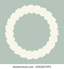 Handmade linocut organic vector wreath in whimsical scandi style. Folkart natural woodland frame with woodcut effect for digital monochrome artwork. 