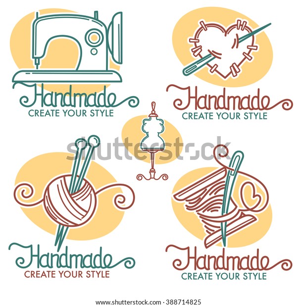 Handmade Logo Collection Linear Style Stock Vector (Royalty Free) 388714825