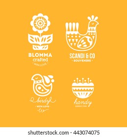 Handmade logo collection. Scandinavian style logo set. Hipster simple logo collection. Vector illustration