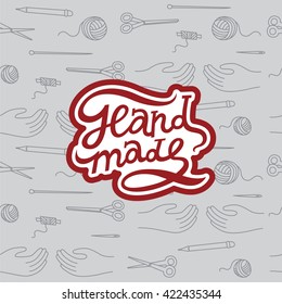 Handmade logo. Vector seamless pattern of handmade tools. Can be used as a decoration of a workshop or as an identity for an artist or a craftsman

