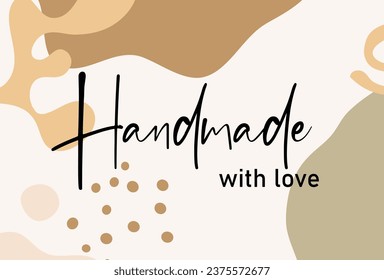 Handmade with love card on white background