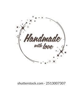 Handmade with love card on white background