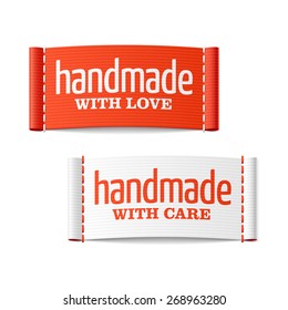 Handmade with love and care labels. Vector.