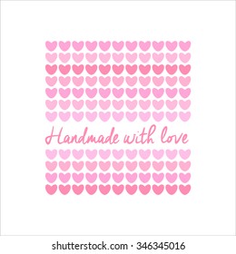 Handmade with Love - logo template. Knitted fabric of hearts. The idea for the handmade shops, boutiques, festivals, labels knitted things, and others.