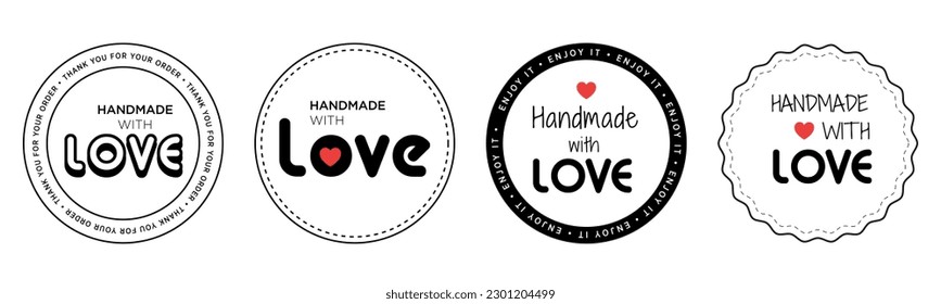 handmade with love set of stickers