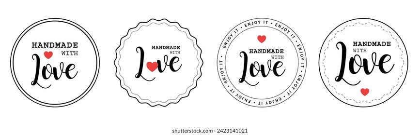 handmade with love set of stickers