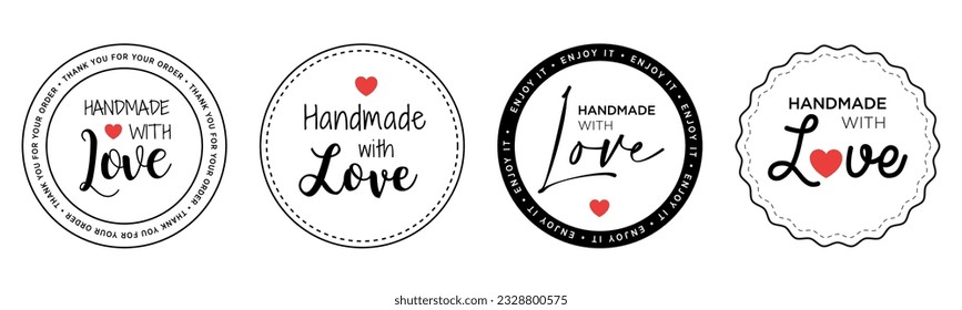 handmade with love set of stickers	illustration