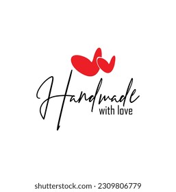 Handmade with love sign on white background