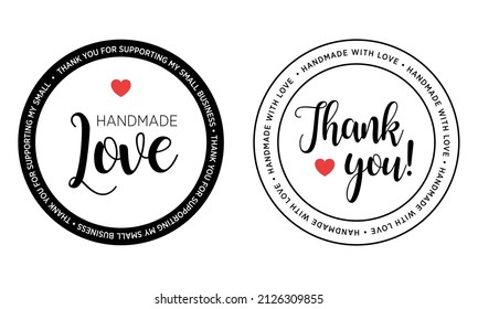 handmade with love thank you for your purchase set label