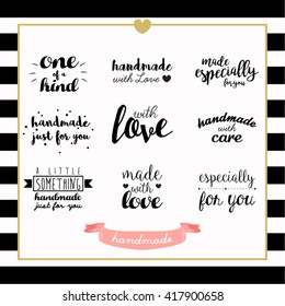 Handmade with Love Typography Stamp Vector Design